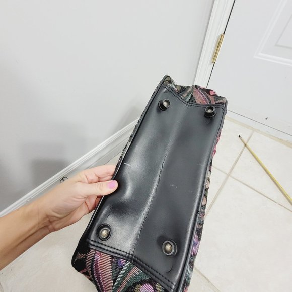 Jordache Vintage Pink Floral Woven Overnight Carry On Luggage Travel Bag Strap - Picture 10 of 14